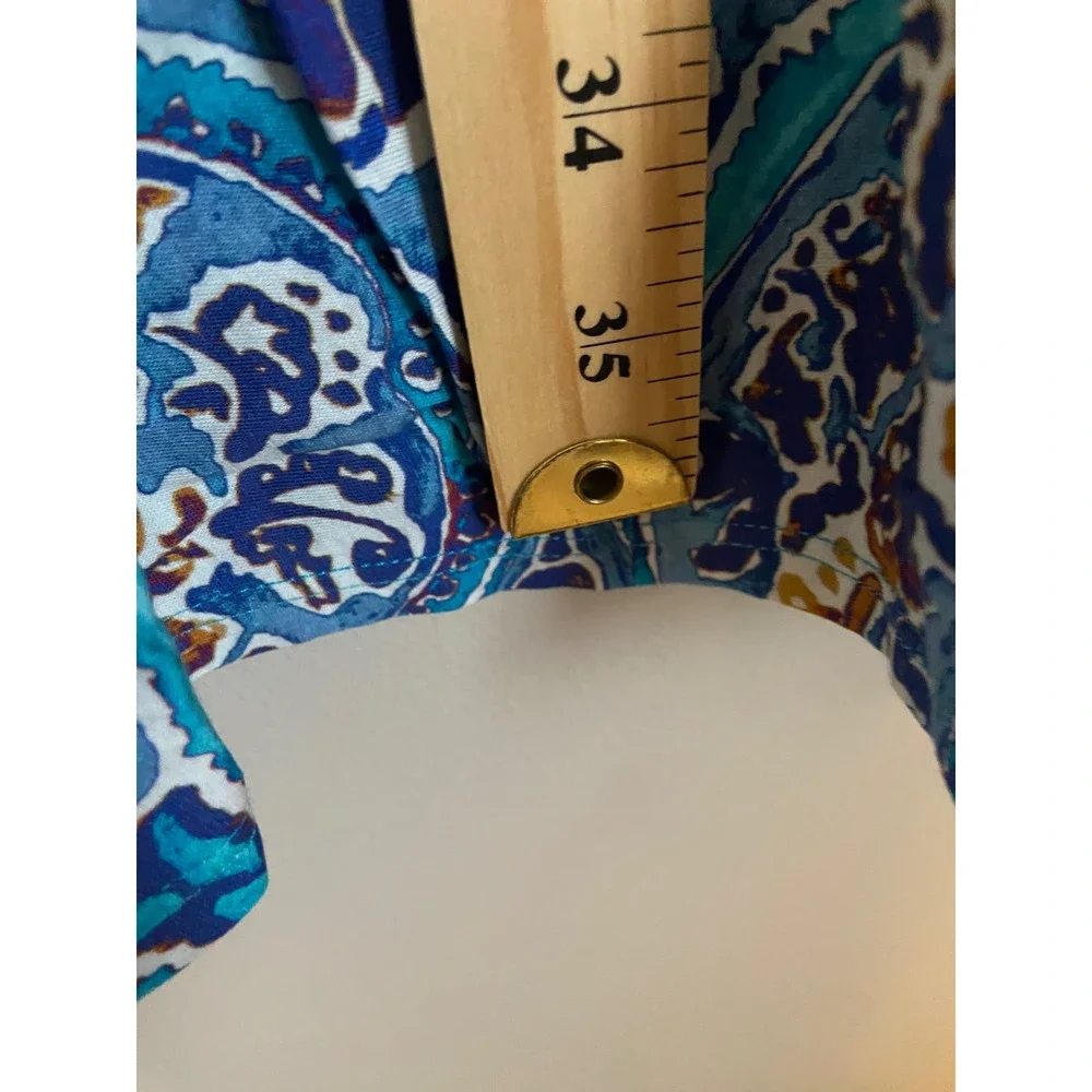 Peruvian Connection Venezia Paisley Print Dress Blue Turquoise Size Large‎